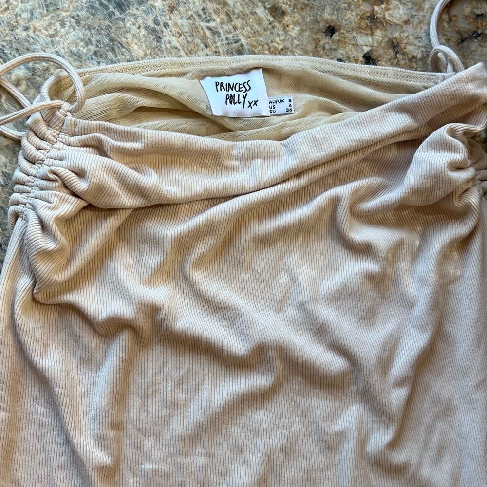 Princess Polly Beige Ruched skirt - Picture 2 of 7